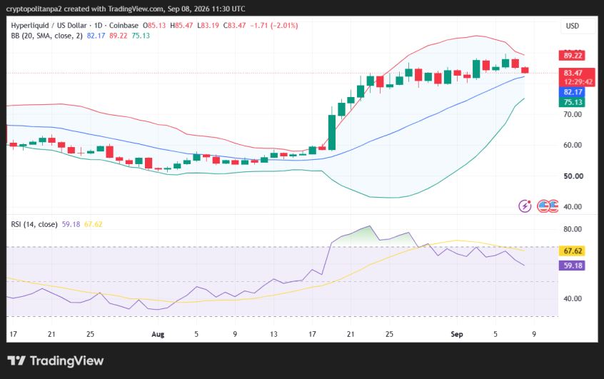 مخطط سعر Hype/USD ليوم واحد.