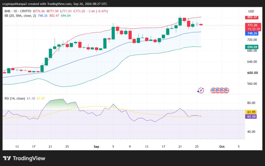 BNB/USD 1-day price chart.