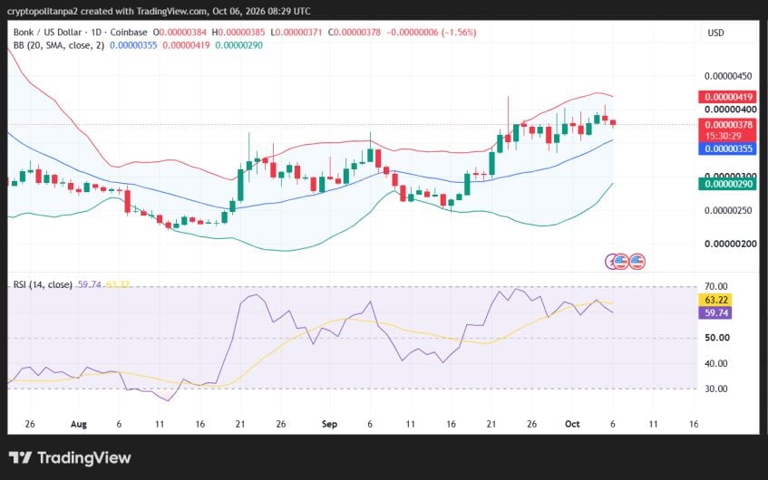BONK/USD 1日足チャート。