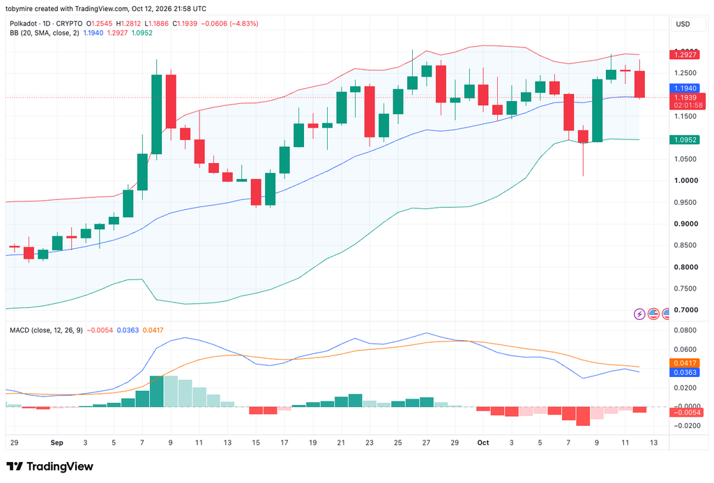 DOT/USDT 1-day price chart