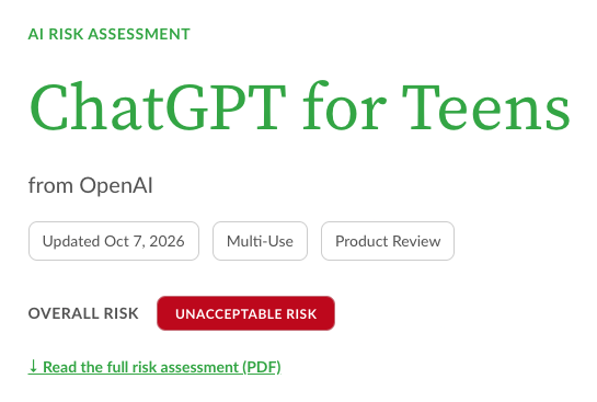 ChatGPT for Teens alerted parents late or never, Common Sense finds.