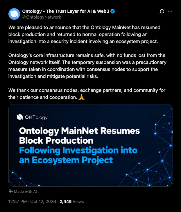 Ontology restarts after 41 hours without naming the flaw.