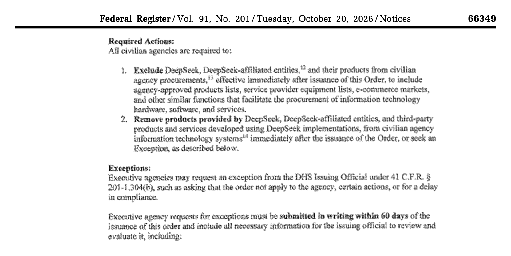 美国对DeepSeek的联邦禁令延伸至第三方产品。