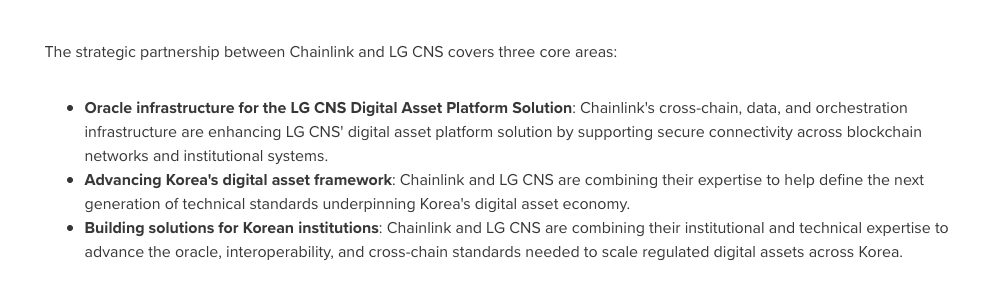 Bank of Korea's CBDC builder LG CNS taps Chainlink for won stablecoins.