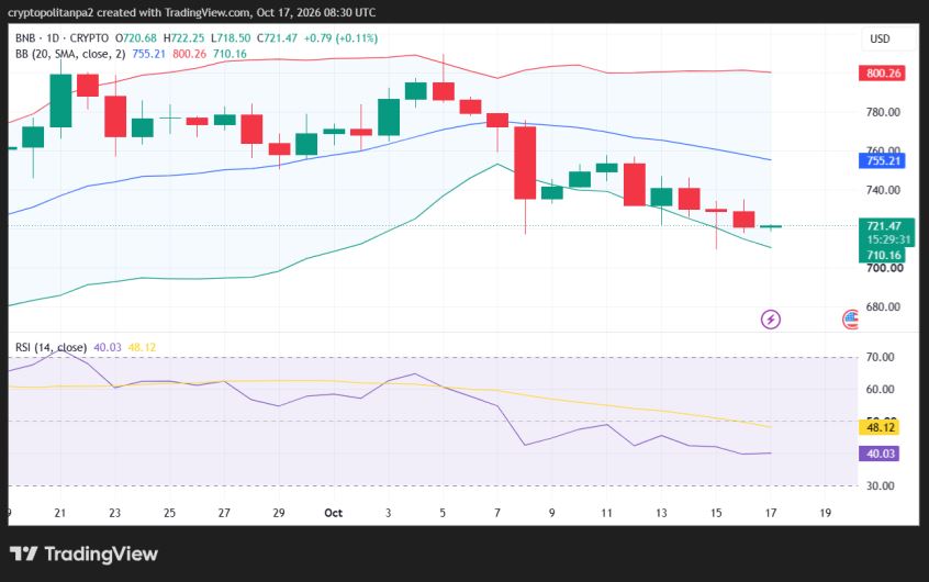 BNB/USD 1-day price chart.