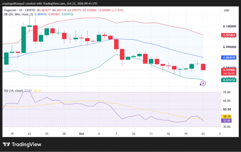Grafico dei prezzi DOGE/USD 1-giornaliero.