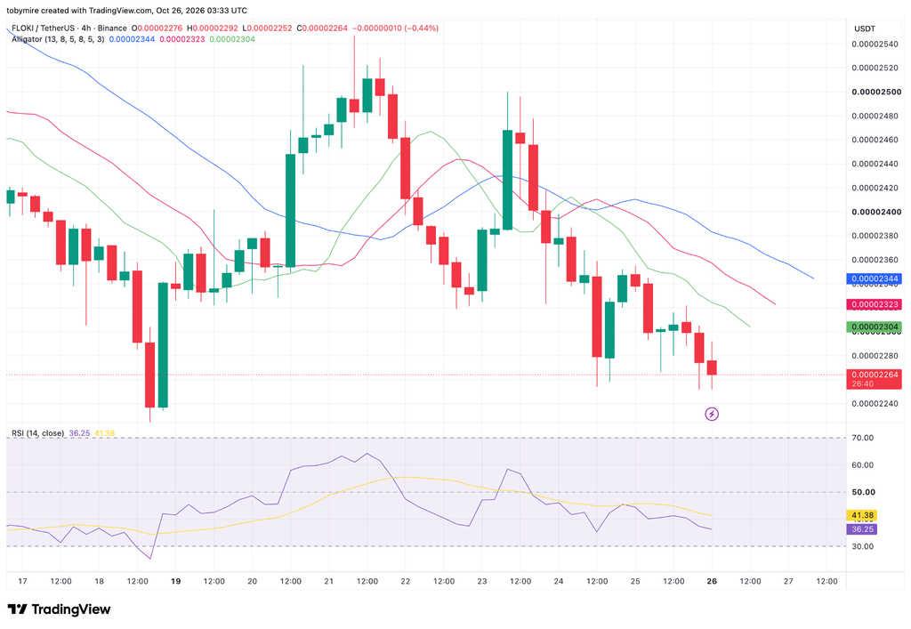FLOKIUSDT 4-ساعة رسم بياني للسعر بواسطة TradingView