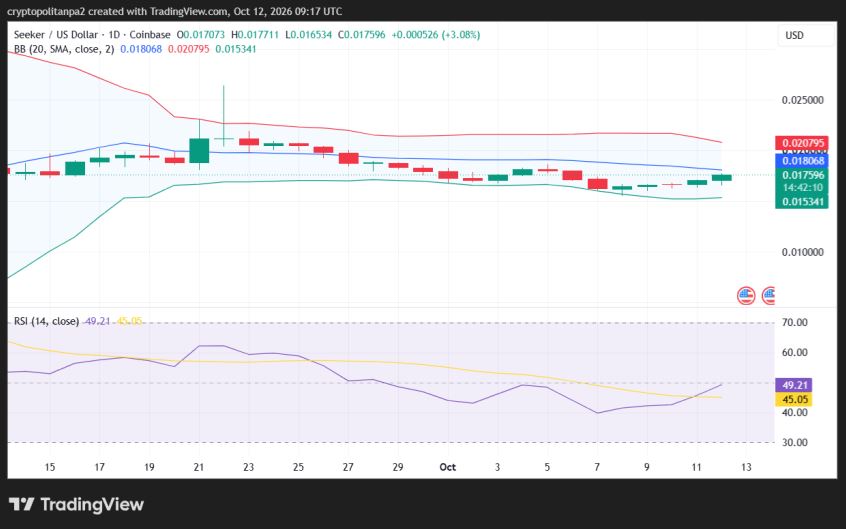SKR/USD 1-day price chart.