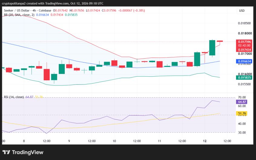 SKR/USD 4-hour price chart.